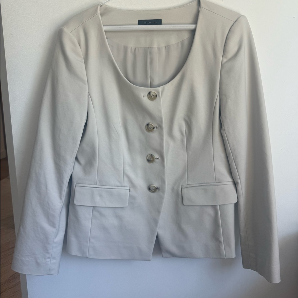Ann Taylor Cream Womens Blazer Jacket